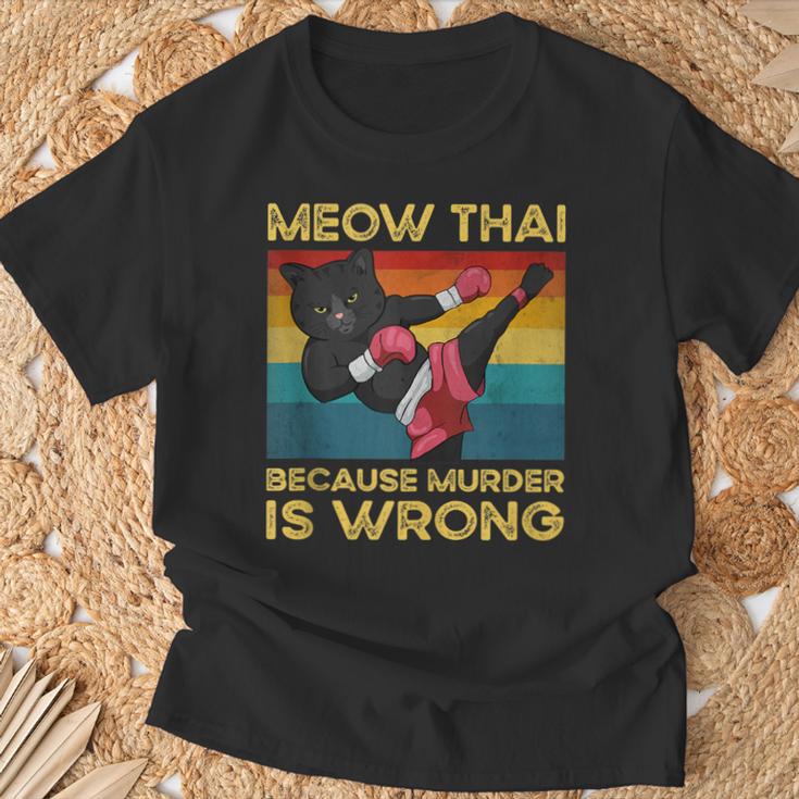 Muay Thai Because Murder Is Wrong Cat Meow Thai T-Shirt Gifts for Old Men Muay Thai Because Murder Is Wrong Cat Meow Thai T-Shirt Gifts for Old Men