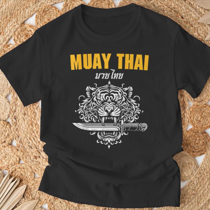 Muay Thai Sak Yant MMA Tattoo Tiger Lion Knife Martial Art T-Shirt Gifts for Old Men Muay Thai Sak Yant MMA Tattoo Tiger Lion Knife Martial Art T-Shirt Gifts for Old Men