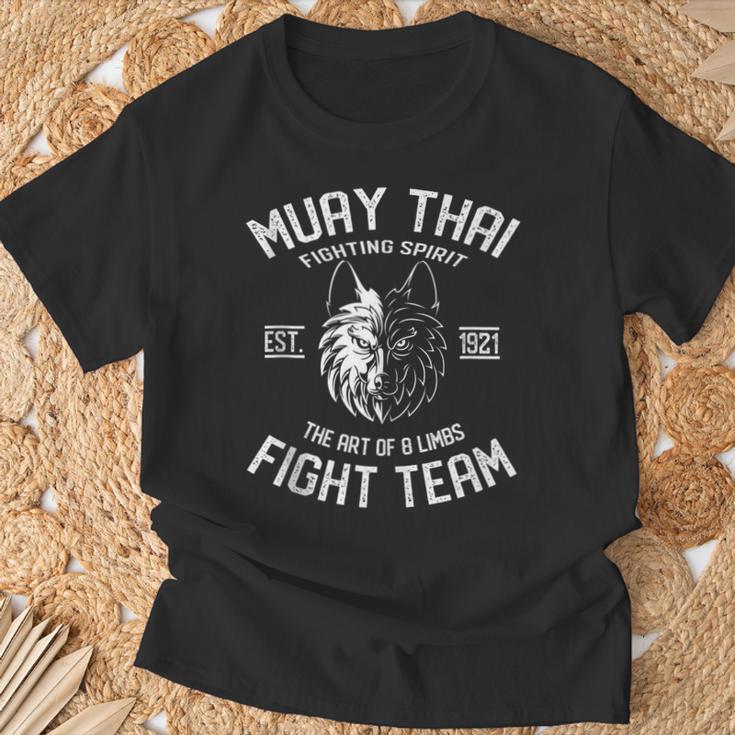 Muay Thai Wolf Fight Team Nak Muay Kickboxing T-Shirt Gifts for Old Men Muay Thai Wolf Fight Team Nak Muay Kickboxing T-Shirt Gifts for Old Men