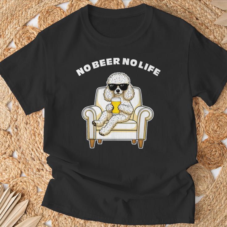 No Beer No Life トイプードル グッズ ビール 酒 犬 おもしろ 面白い ネタ 笑える 飲み会 Tシャツ 高齢者への贈り物