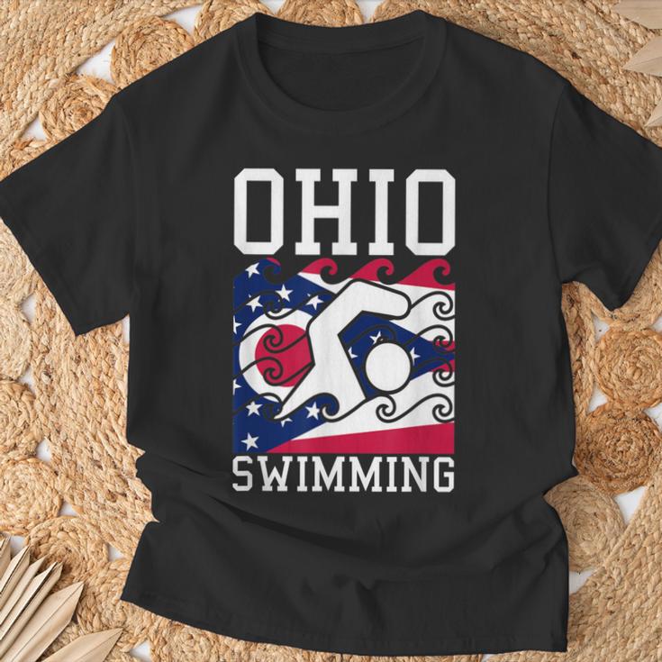 Ohio Flag Swimming Team Swim Swimmer US State T-Shirt Gifts for Old Men Ohio Flag Swimming Team Swim Swimmer US State T-Shirt Gifts for Old Men