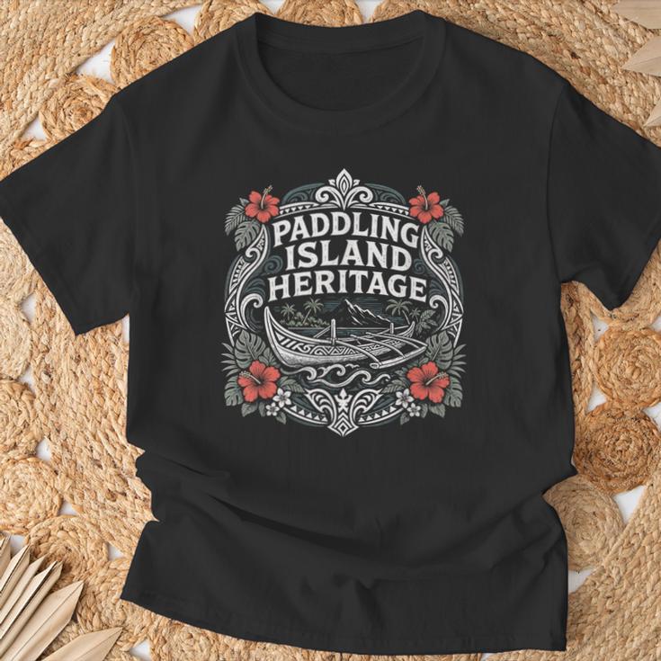 Paddling Island Heritage Outrigger Canoe T-Shirt Gifts for Old Men