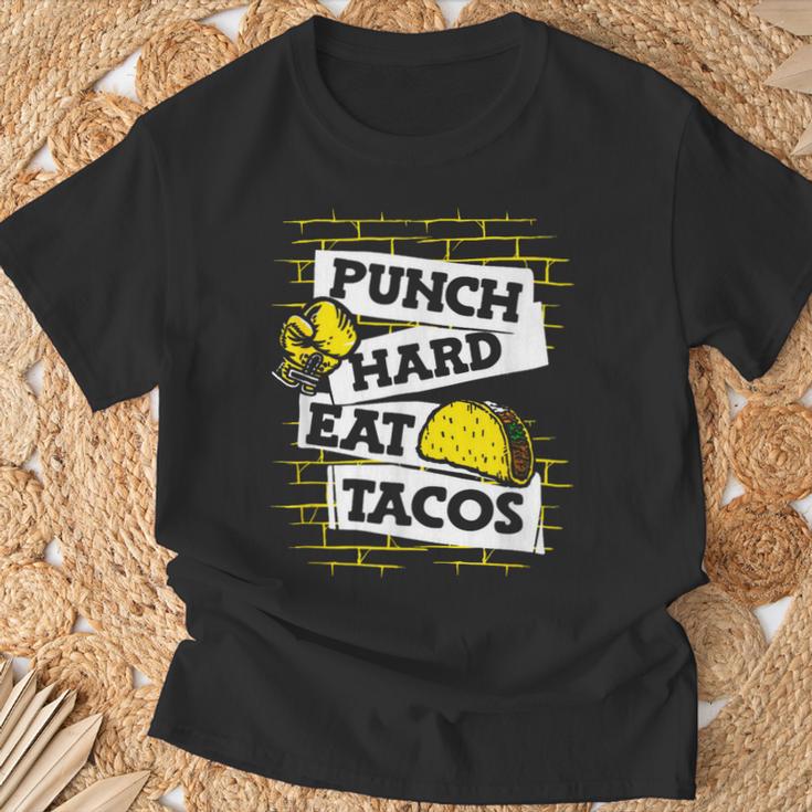 Punch Hard Eat Tacos Professional Boxer Muay Thai Boxing T-Shirt Gifts for Old Men