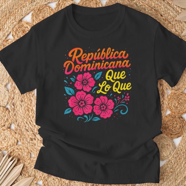 República Dominicana Qué Lo Que ドミニカ共和国 花 Tシャツ 高齢者への贈り物