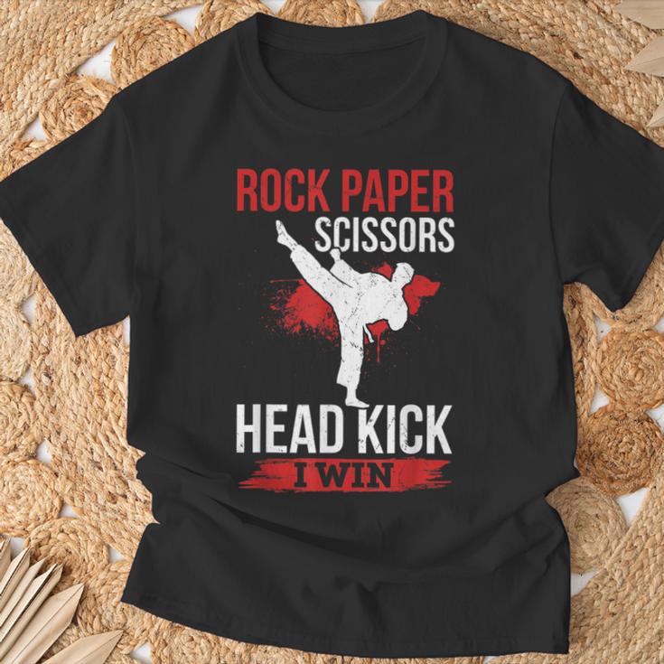 Rock Paper Scissors Head Kick I Win Muay Thai T-Shirt Gifts for Old Men Rock Paper Scissors Head Kick I Win Muay Thai T-Shirt Gifts for Old Men