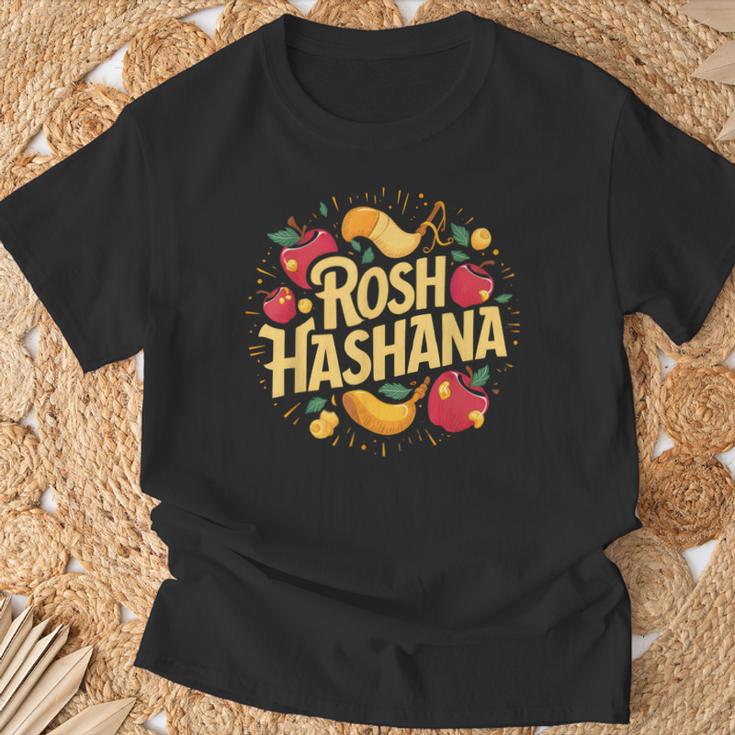 Rosh Hashaná Tradicional Judía Fiesta Divertido Rosh Hashaná Camiseta unisex Regalos para ancianos