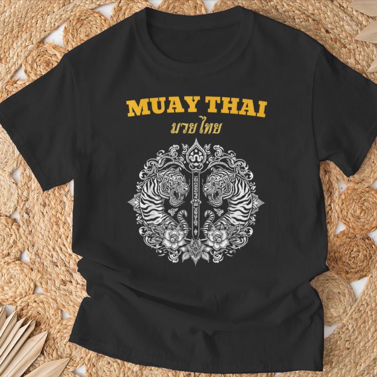 Sak Yant Muay Thai Art Tattoo Twin Tiger Kickboxing Thailand T-Shirt Gifts for Old Men Sak Yant Muay Thai Art Tattoo Twin Tiger Kickboxing Thailand T-Shirt Gifts for Old Men