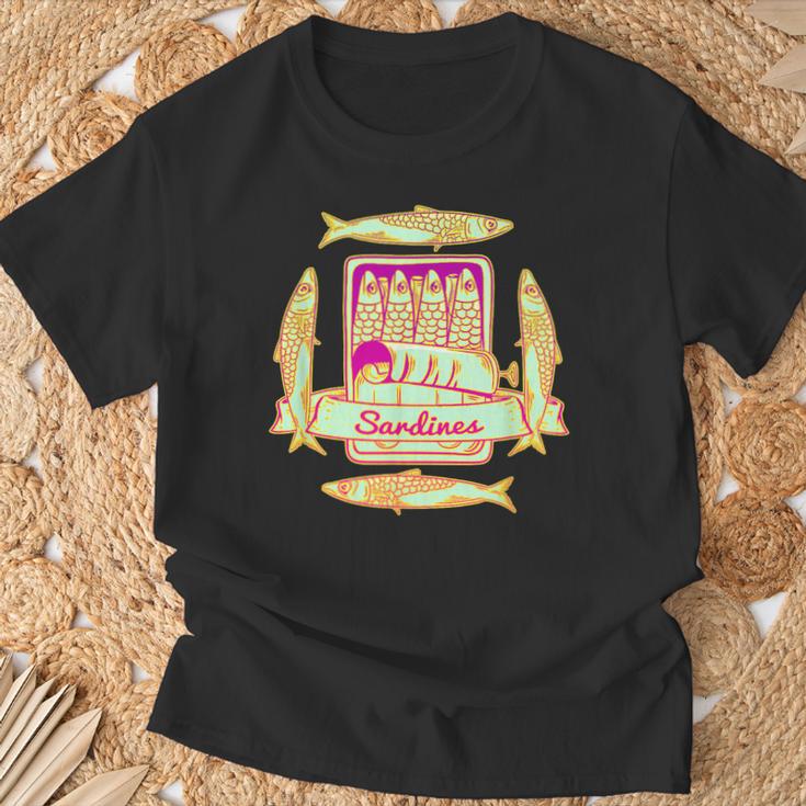 Sardinen In Einer Dose Retro Fischdose T-Shirt Geschenke für alte Männer