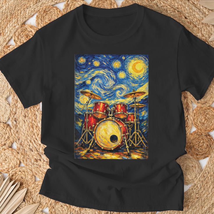 Starry Night Drum Kit Van Gogh Style Art T-Shirt Gifts for Old Men Starry Night Drum Kit Van Gogh Style Art T-Shirt Gifts for Old Men