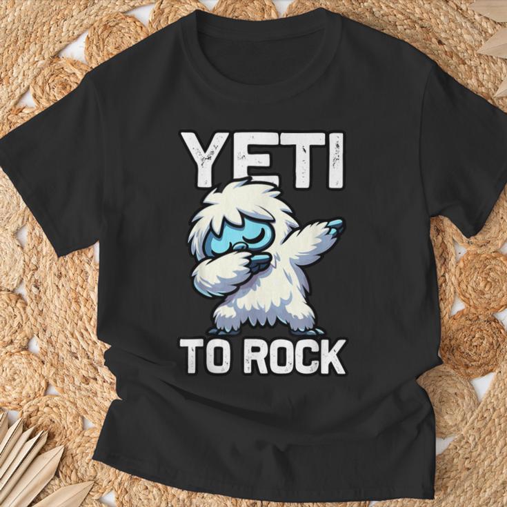 Süßer Dabbing Yeti Lustiger Yeti Zum Rocken T-Shirt Geschenke für alte Männer