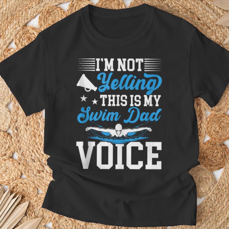 Swim Dad Voice Swimming Dad Of A Swimmer Father T-Shirt Gifts for Old Men