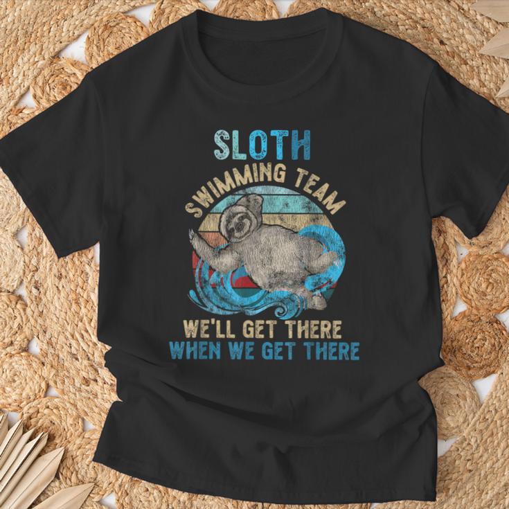 Swimmer Swim Sloth Swimming Team Retro T-Shirt Gifts for Old Men Swimmer Swim Sloth Swimming Team Retro T-Shirt Gifts for Old Men