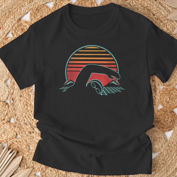 Swimming Retro Vintage 80s Style Swimmer T-Shirt Gifts for Old Men