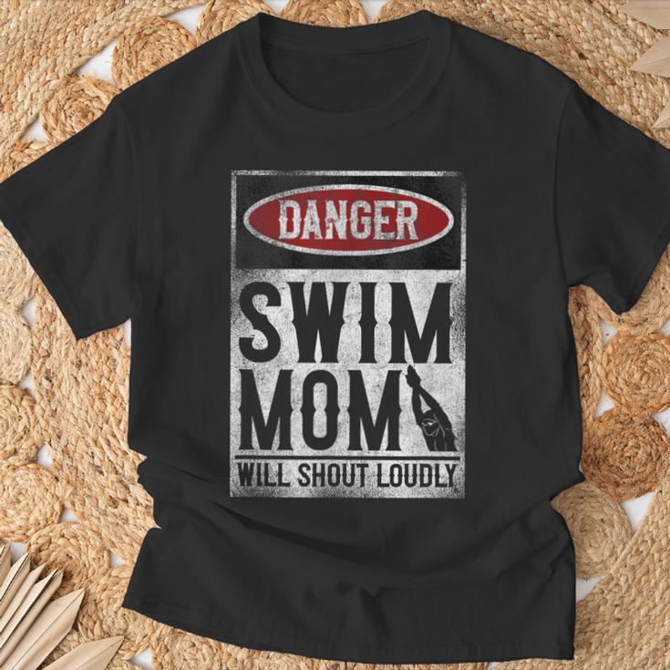 Swimming Swimmer DANGER Swim Mom T-Shirt Gifts for Old Men