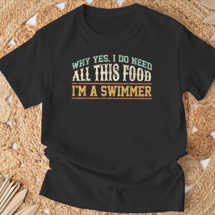 Swimming Swimmer Eating Swim T-Shirt Gifts for Old Men