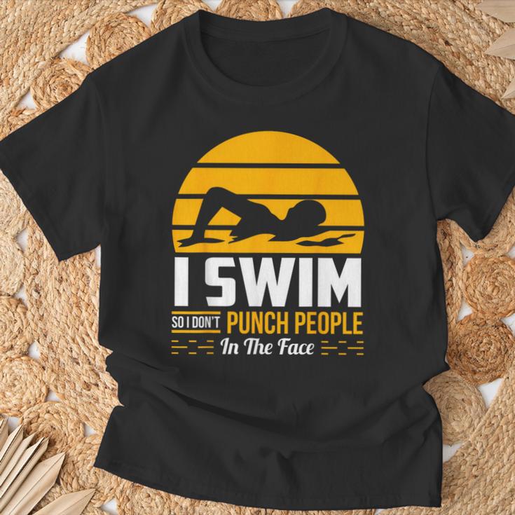 Swimming Swimmer Swim Team So I Don't Punch T-Shirt Gifts for Old Men