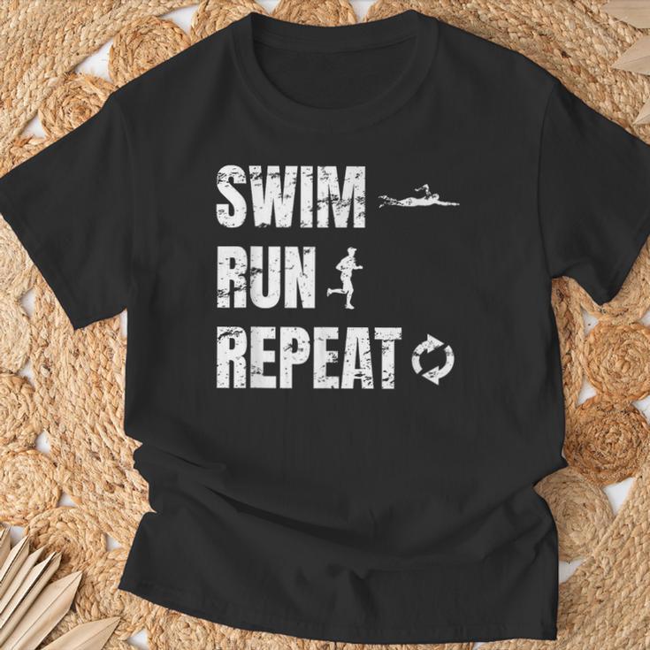 Swimrun Endurance Sports Swimming Running Swim Run T-Shirt Gifts for Old Men