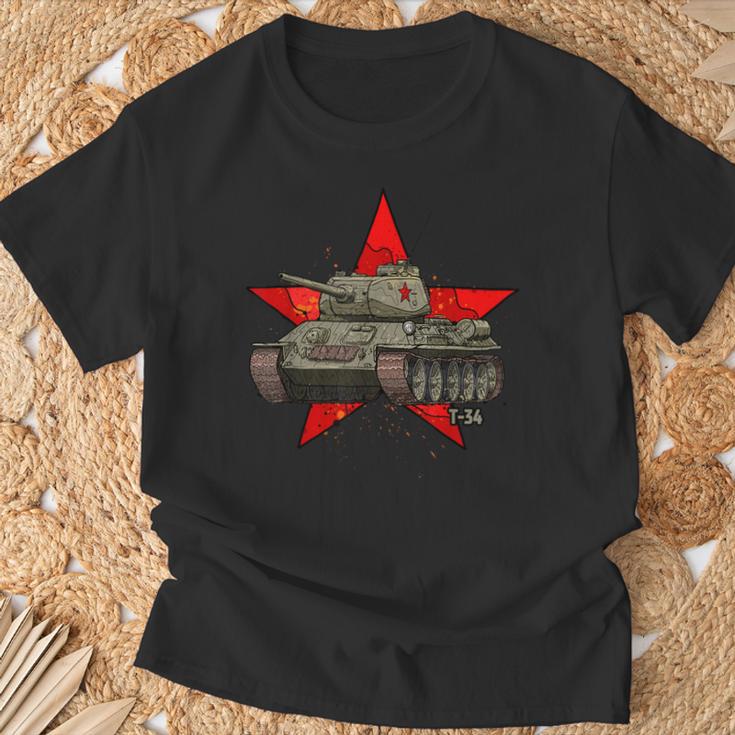 T-34 Tanqueoviético De Laegunda Guerra Mundial Ejército Ruso Estrella Roja Camiseta unisex Regalos para ancianos