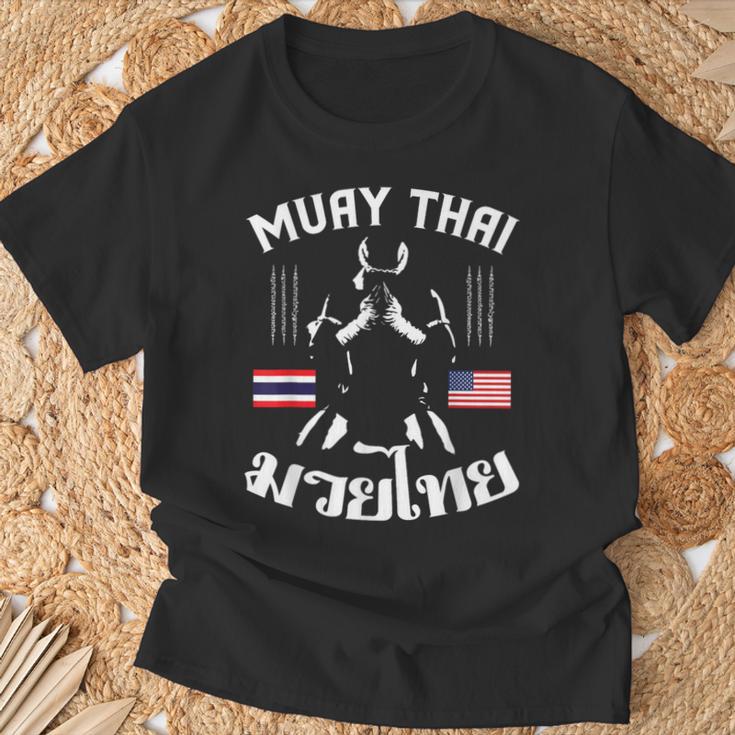 Thailand American Flag Muay Thai Thai Boxing Women Girls Kids Men T-Shirt T-Shirt Gifts for Old Men