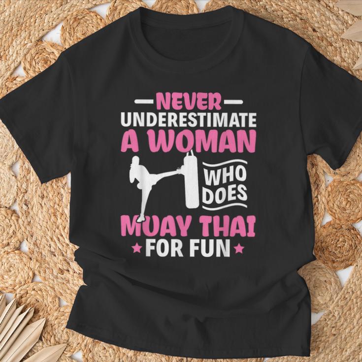 Never Underestimate A Woman Thai Boxing Muay Thai Fighter T-Shirt Gifts for Old Men Never Underestimate A Woman Thai Boxing Muay Thai Fighter T-Shirt Gifts for Old Men