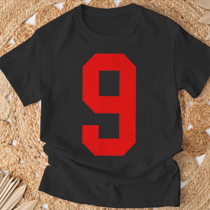 Uniforme De Jugador Número 9 Rojo Brillante Número 9 Camiseta unisex Regalos para ancianos