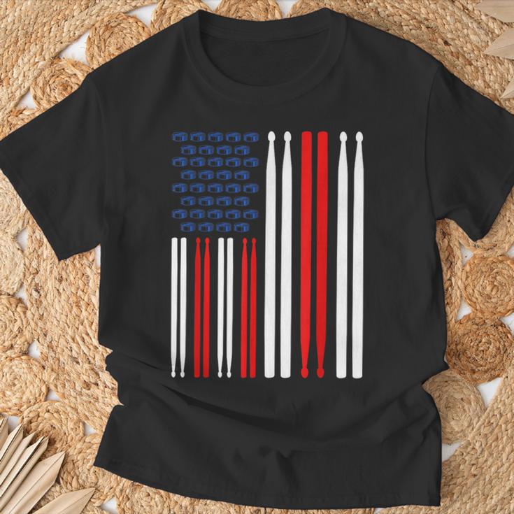 USA Flag Drummer Music Drum Kit T-Shirt Gifts for Old Men USA Flag Drummer Music Drum Kit T-Shirt Gifts for Old Men