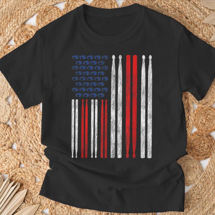 USA Flag Drumsticks Drum Kit T-Shirt Gifts for Old Men USA Flag Drumsticks Drum Kit T-Shirt Gifts for Old Men
