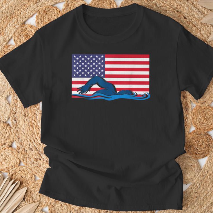 USA Flag Swimmer Swimming Sport Athlete Swim Swimming T-Shirt Gifts for Old Men USA Flag Swimmer Swimming Sport Athlete Swim Swimming T-Shirt Gifts for Old Men