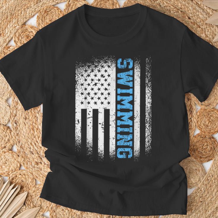 USA Flag Swimming Swim American Swimmer T-Shirt Gifts for Old Men USA Flag Swimming Swim American Swimmer T-Shirt Gifts for Old Men