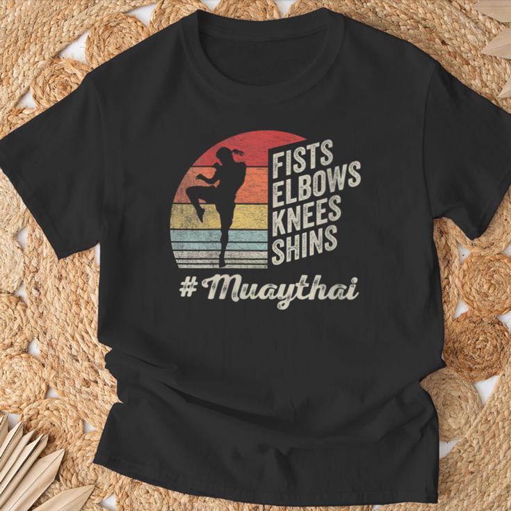 Women's Muay Thai Martial Arts Fighter Retro Vintage Sunset Graphic T-Shirt Gifts for Old Men
