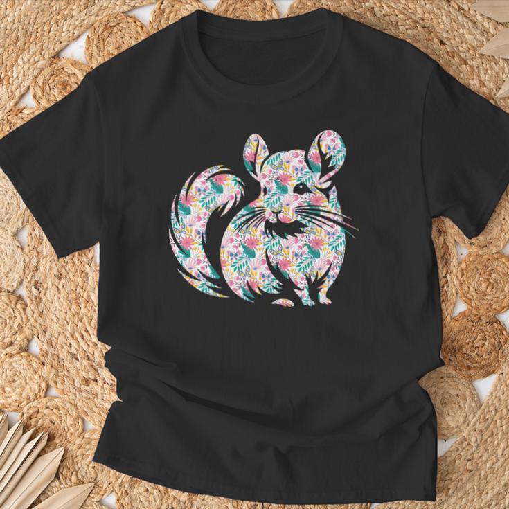 かわいいチンチラ花柄チンチラ 長袖tシャツ Tシャツ 高齢者への贈り物