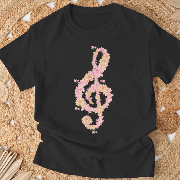 ト音記号 ト音記号 花 ミュージシャンギフト Tシャツ 高齢者への贈り物
