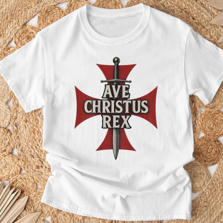 Ave Christus Rex Croix Templière T-Shirt Cadeaux pour les vieillards