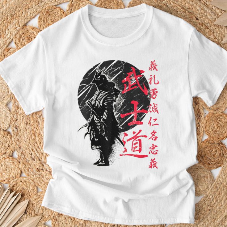 Bushido Códigoamurai Japón Guerrero Espadachín Kanji Camiseta unisex Regalos para ancianos