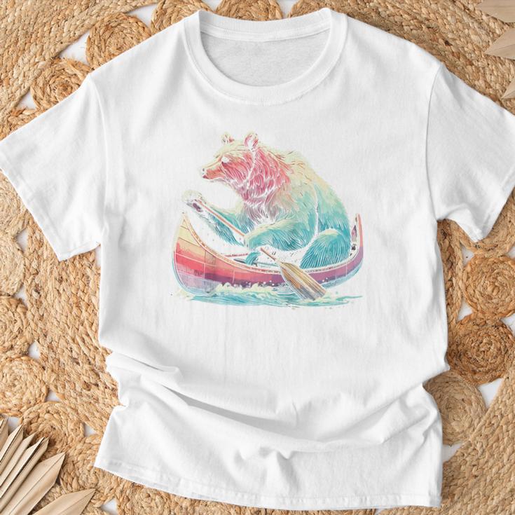 Canoe Bear Canoeing Raglan Baseball Tee T-Shirt Gifts for Old Men