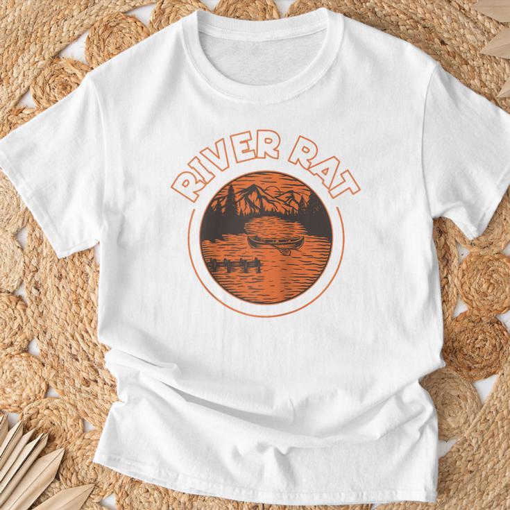 Canoe Canoeing Retro River Rat Raglan Baseball Tee T-Shirt Gifts for Old Men