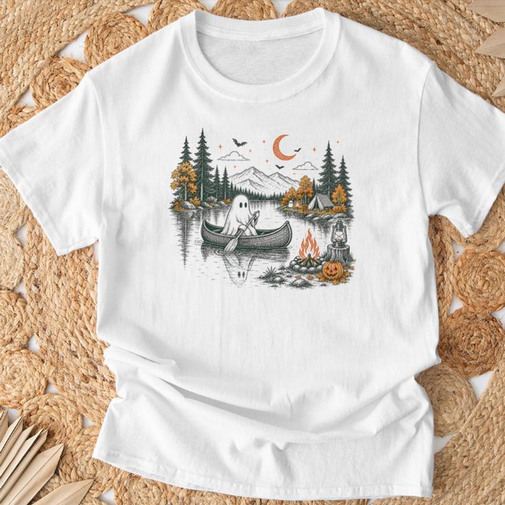 Canoe Ghost Camping Ghost Lake Halloween Spooky Fall Camping T-Shirt Gifts for Old Men
