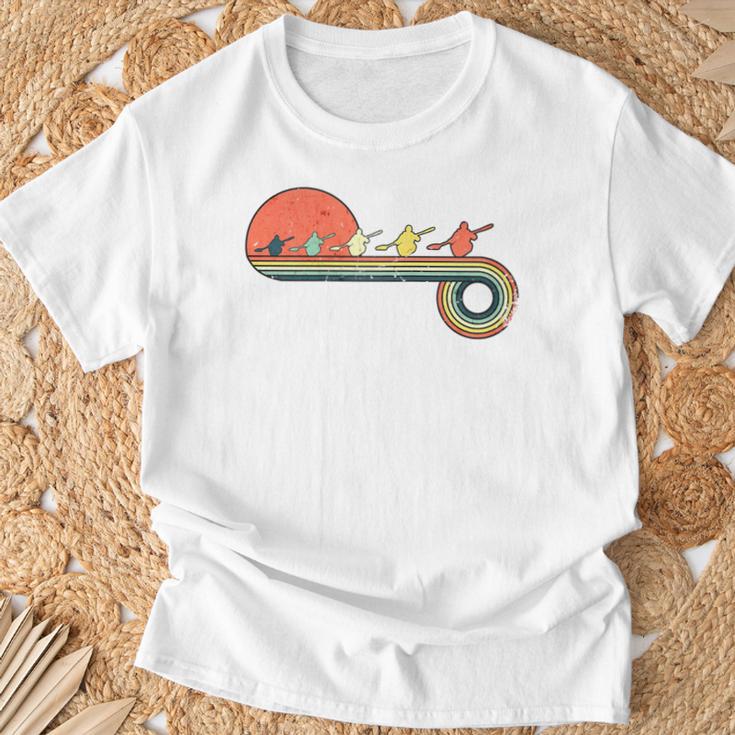 Canoe Retro Vintage Sunset Rainbow Raglan Baseball Tee T-Shirt Gifts for Old Men