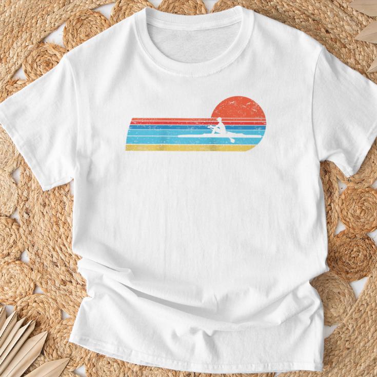 Canoes-Rowing Canoe-Rower Canoeing-Canoeist Vintage Canoes Raglan Baseball Tee T-Shirt Gifts for Old Men