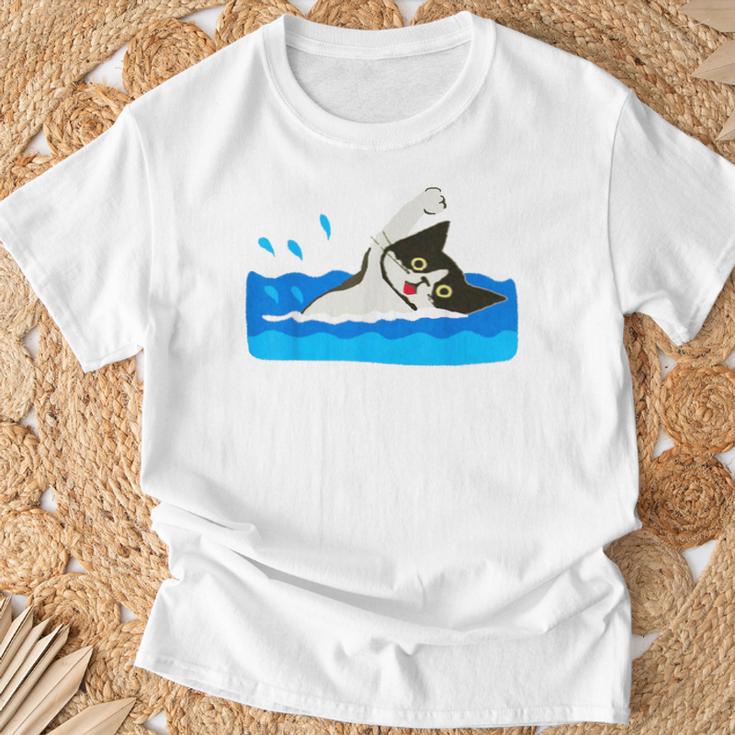Cat Swimming Pool T-Shirt Gifts for Old Men