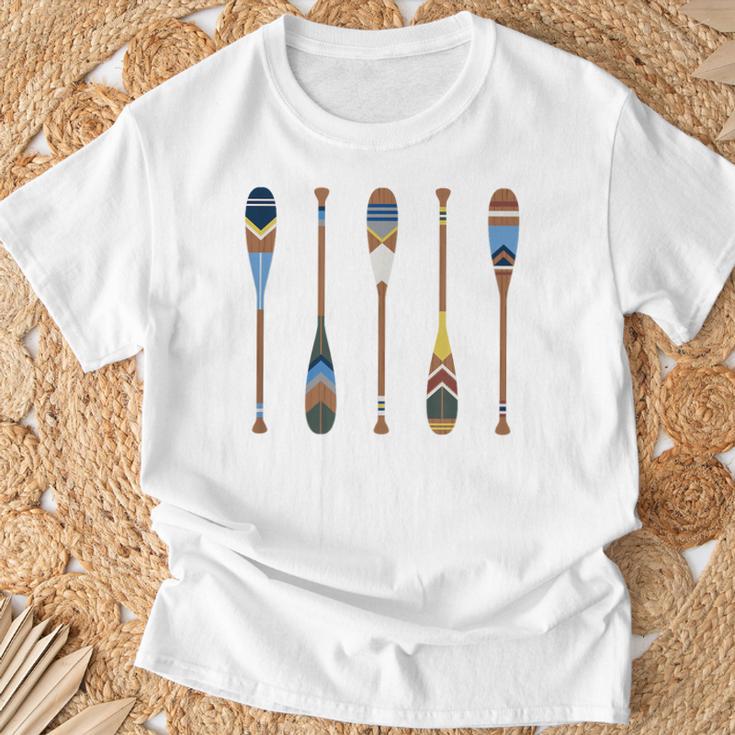 Colorful Painted Oars Paddle Nautical CanoeShirt T-Shirt Gifts for Old Men