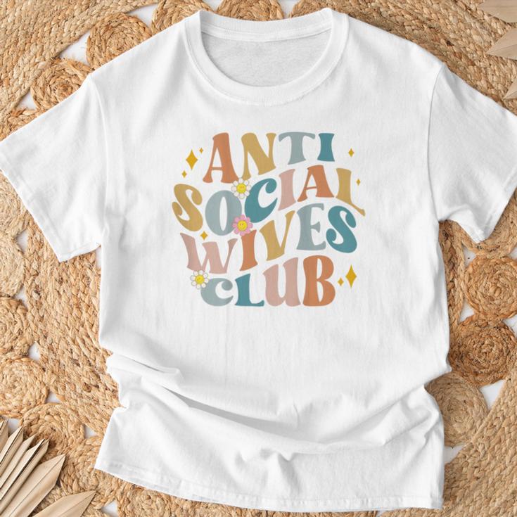 Divertido Antiocial Esposas Club Groovy Divertido Mamá Camiseta unisex Regalos para ancianos