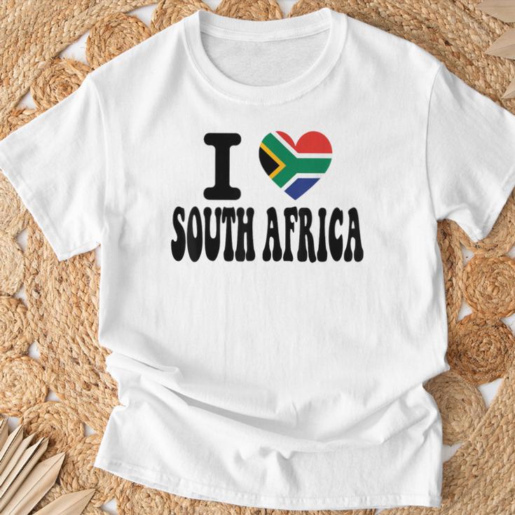 Drapeau Rétro En Forme De Cœur Avec Inscription I Loveouth Africa T-Shirt Cadeaux pour les vieillards