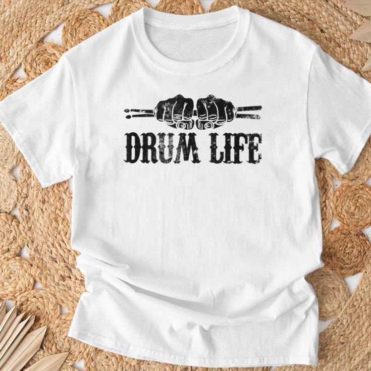 Drum Life Frase Divertida Para Baterista In Mangas Camiseta unisex Regalos para ancianos