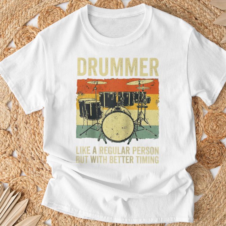 Drummer Better Timing Retro Vintage Sunset Drum Kit Graphic Raglan Baseball Tee T-Shirt Gifts for Old Men Drummer Better Timing Retro Vintage Sunset Drum Kit Graphic Raglan Baseball Tee T-Shirt Gifts for Old Men