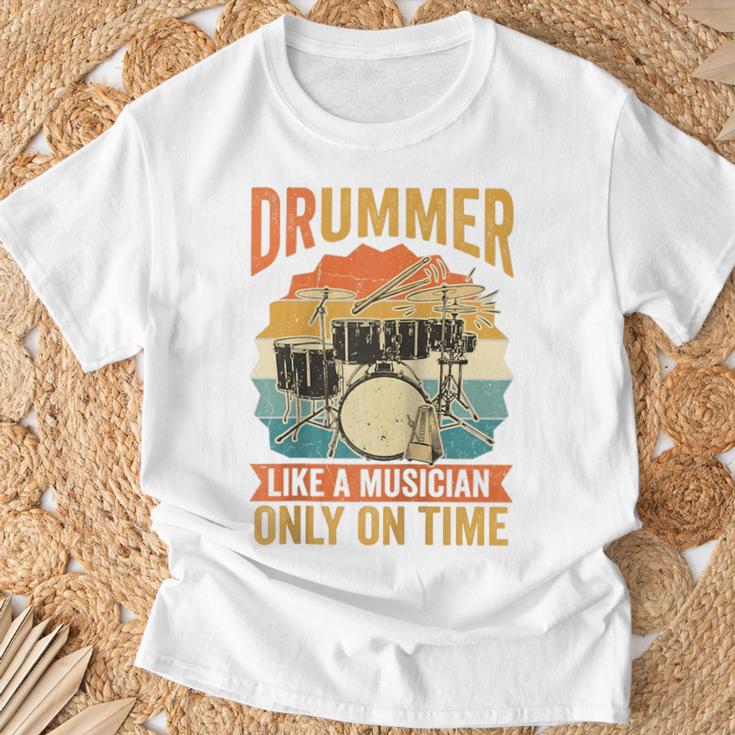 Drummer Like a Musician Only On Time Vintage Sunset Drum Kit Raglan Baseball Tee T-Shirt Gifts for Old Men Drummer Like a Musician Only On Time Vintage Sunset Drum Kit Raglan Baseball Tee T-Shirt Gifts for Old Men