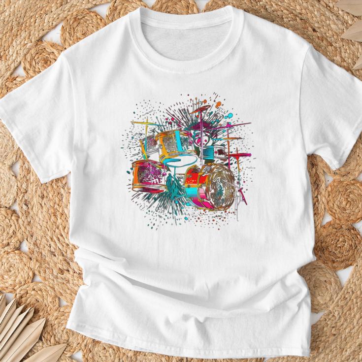 Drums Pop Art Drummer Drum Kit T-Shirt Gifts for Old Men Drums Pop Art Drummer Drum Kit T-Shirt Gifts for Old Men