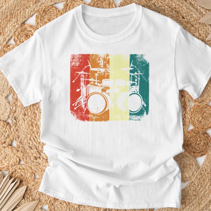 Drumset Cool Retro Vintage Drum Kit Drummer Music Percussion T-Shirt Gifts for Old Men