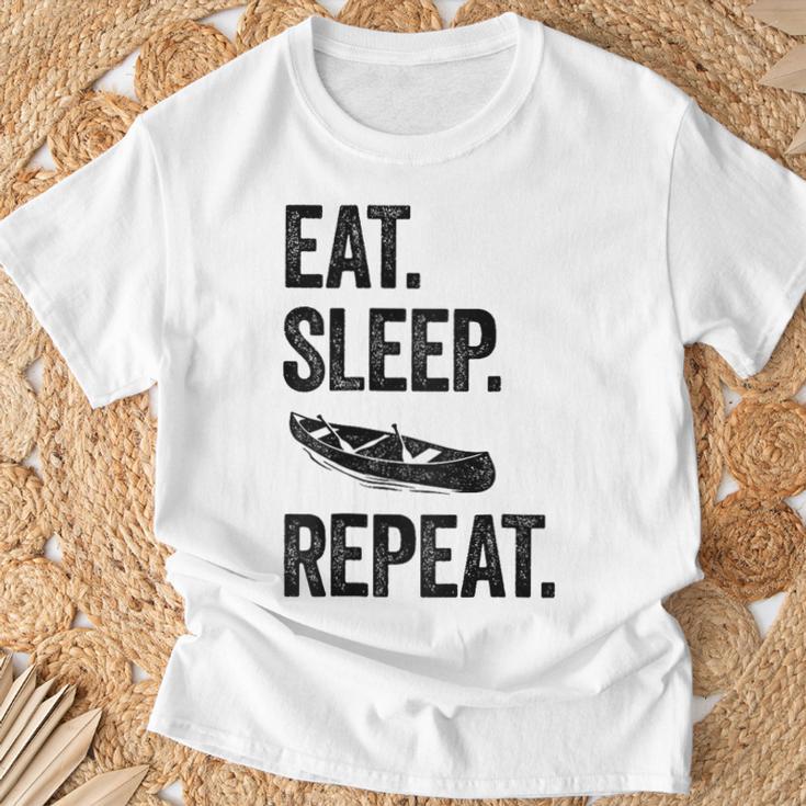Eat Sleep Canoe Repeat Canoeing Outdoors Raglan Baseball Tee T-Shirt Gifts for Old Men