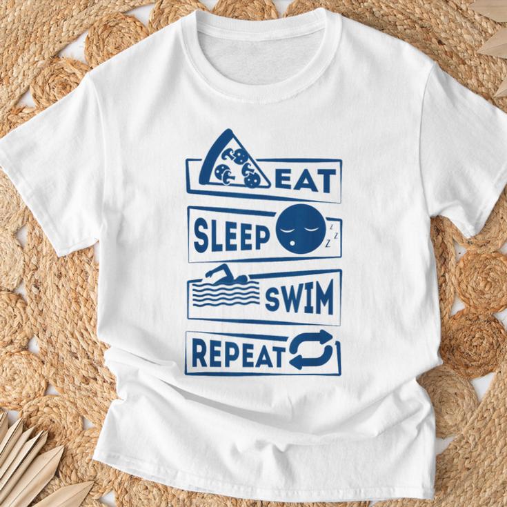 Eat Sleep Swimming Repeat Swimming T-Shirt Gifts for Old Men